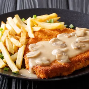 Jäger-Schnitzel (paniert)